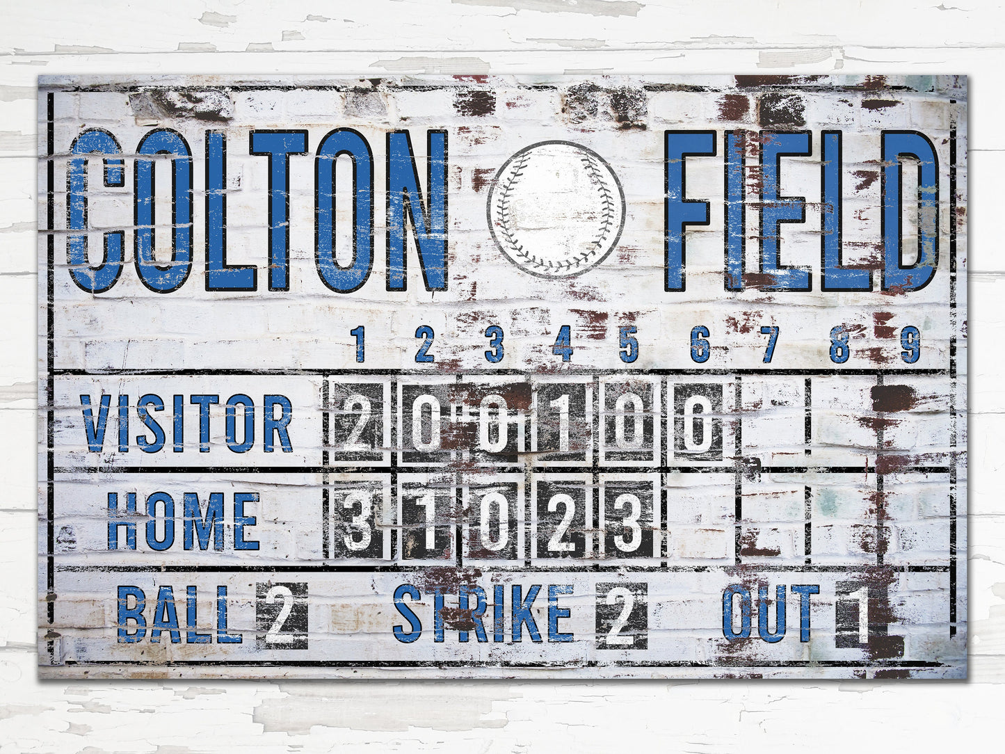 Custom Baseball Scoreboard Sign Vintage Custom Canvas Man Cave Game Room Media Nursery Kids boys Room Decor MLB Baseball Sports Bar Decor