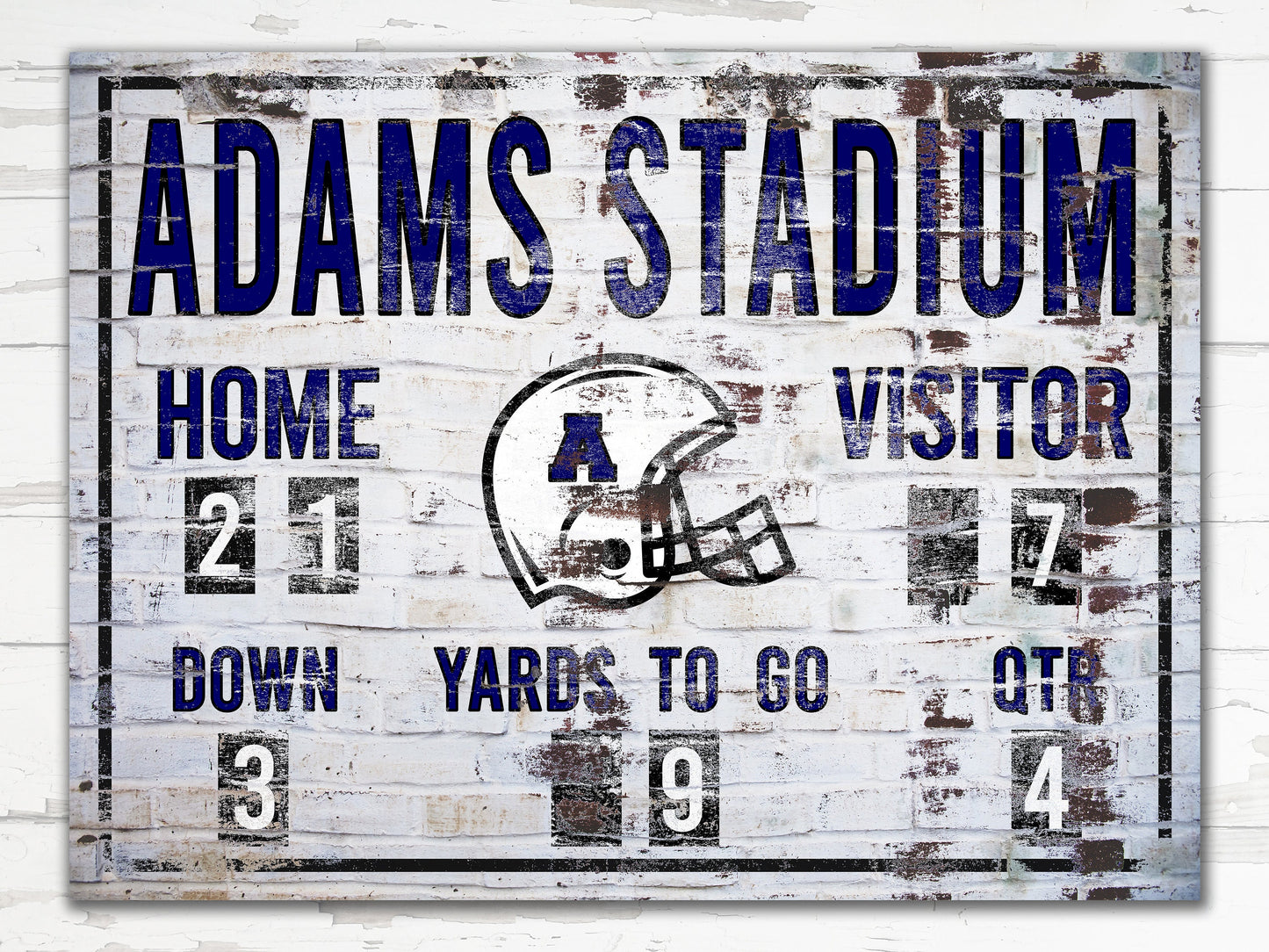 Custom Football Scoreboard Sign Vintage Distressed Rustic Canvas Industrial Modern Wall Decor Game Room Media Bar NFL College