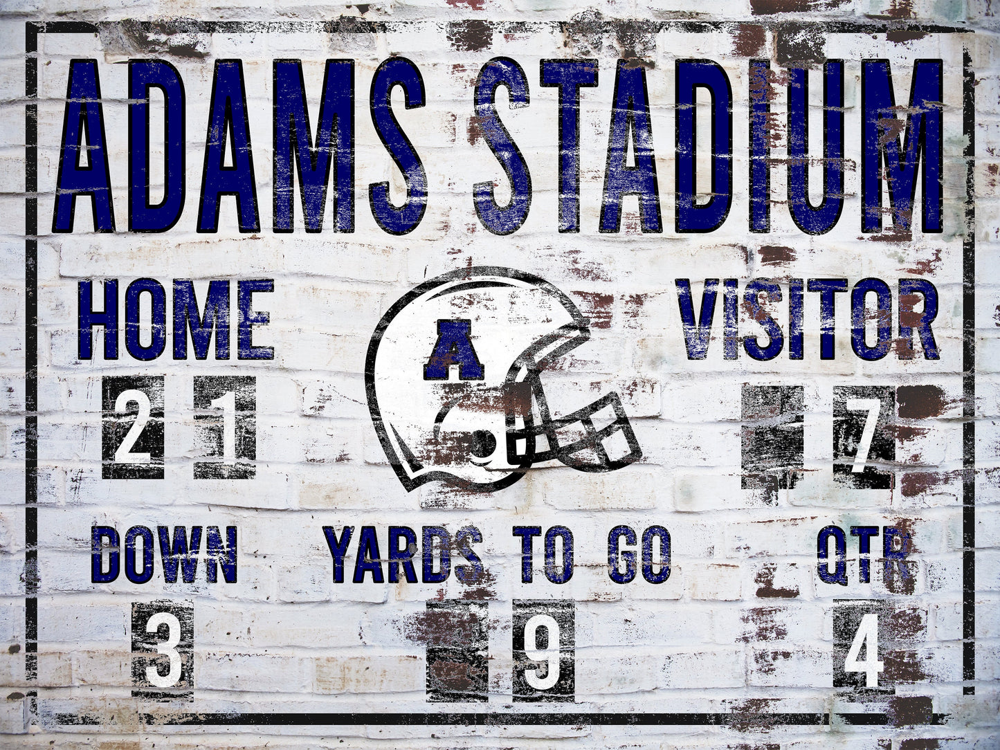 Custom Football Scoreboard Sign Vintage Distressed Rustic Canvas Industrial Modern Wall Decor Game Room Media Bar NFL College