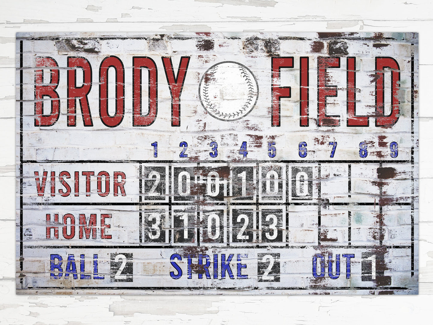 Custom Baseball Scoreboard Sign Vintage Sports Bar Canvas Industrial Game Room Media Nursery Kids boys Room Decor MLB Baseball Decor