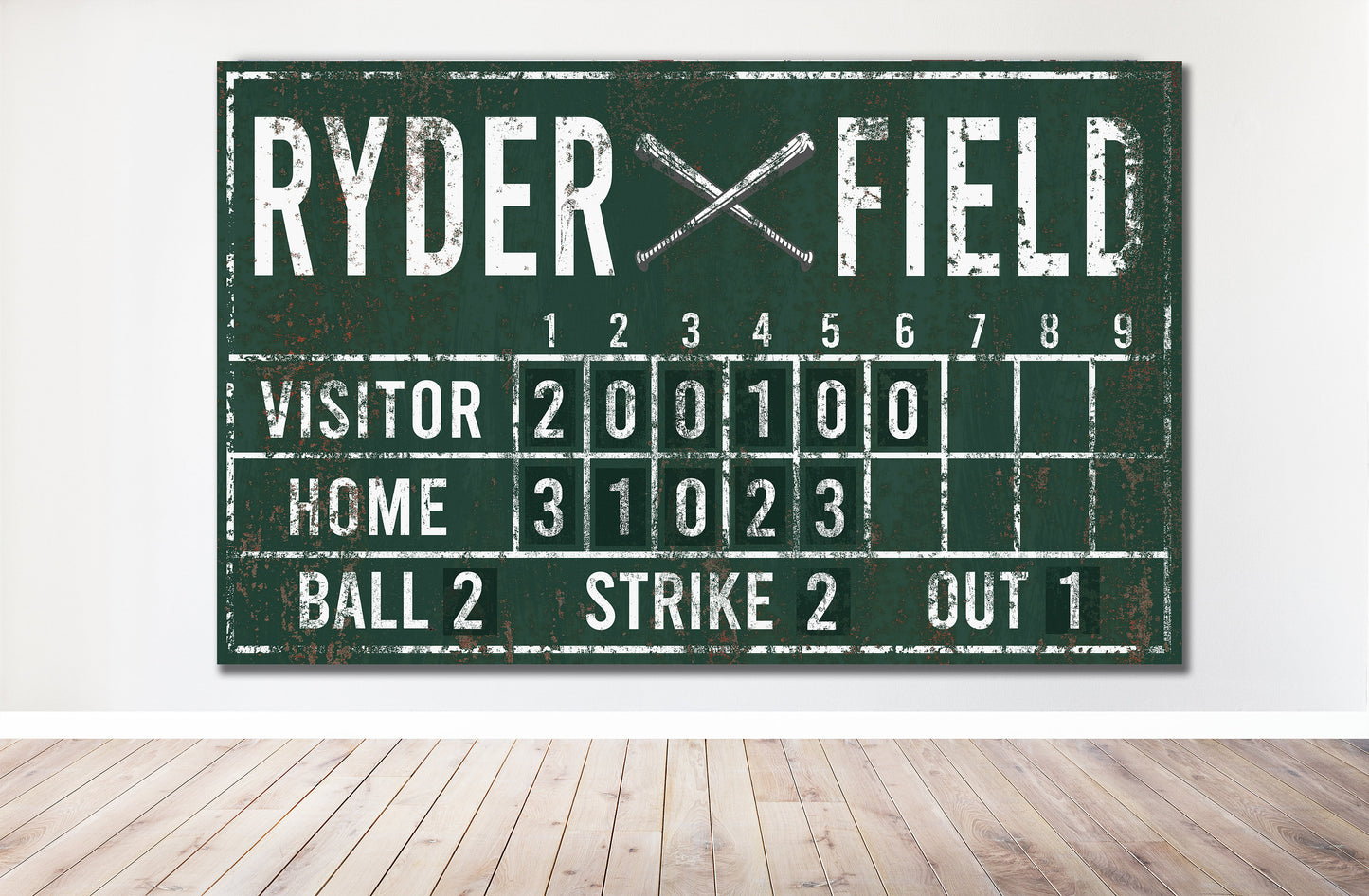 Custom Baseball Scoreboard Sign Vintage Gam Room Decor Man Cave Decor Canvas Industrial Sports Bar Media Nursery Kids boys Room Decor