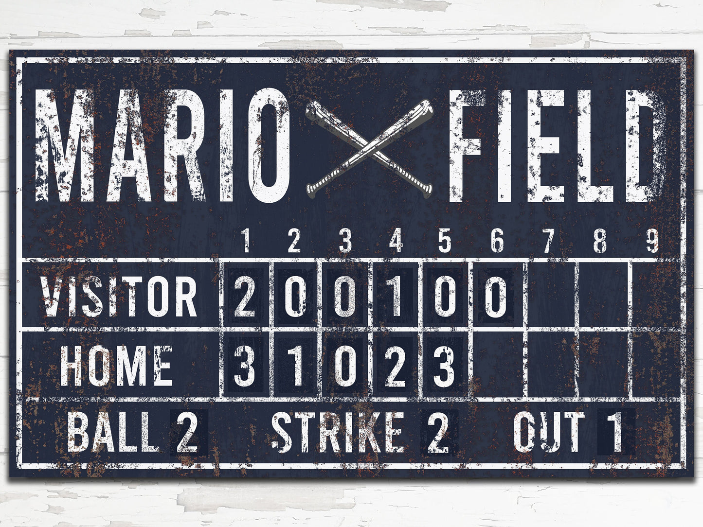 Custom Baseball Scoreboard Sign Vintage Gam Room Decor Man Cave Decor Canvas Industrial Sports Bar Media Nursery Kids boys Room Decor