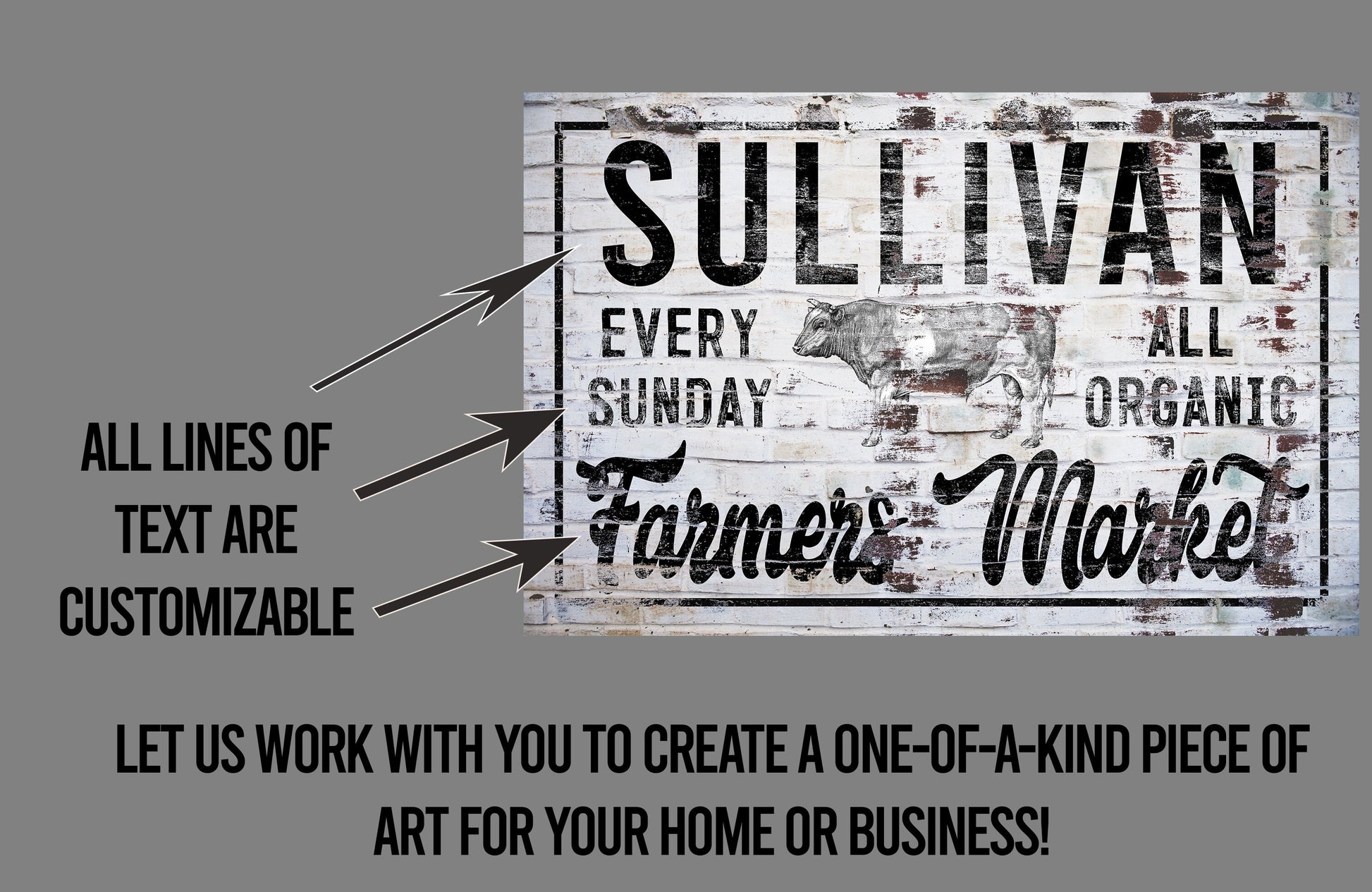 Personalized Farmer's Market Sign, Custom Farmhouse Sign, Wedding Gift, Housewarming Gift, Canvas Print, Farmhouse Decor