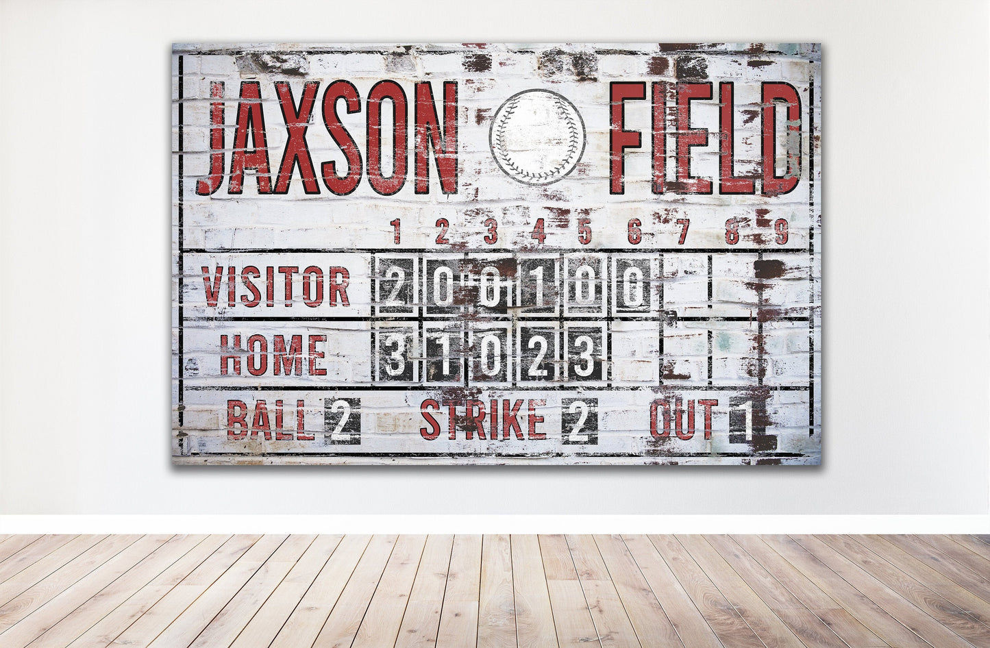 Custom Baseball Scoreboard Sign Vintage Boy's Room Decor Canvas Game Room Media Nursery Kids Room Decor MLB Teams Man Cave Sports Room Decor