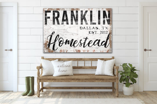 Last Name Sign, Homestead Sign, Farmhouse Sign, Custom Name Sign, Family Name Sign, Canvas Print, Farmhouse Decor