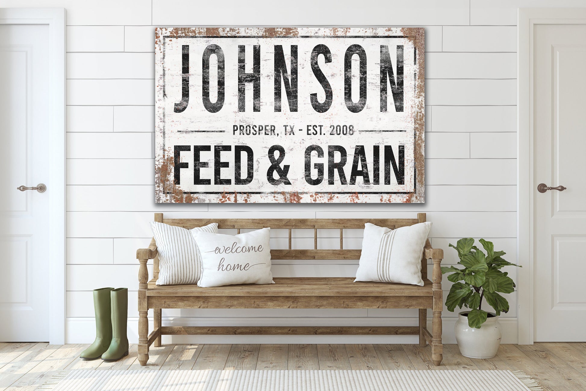 Last Name Sign, Feed and Grain Sign, Farmhouse Sign, Custom Name Sign, Family Name Sign, Canvas Print, Farmhouse Decor, ranch sign