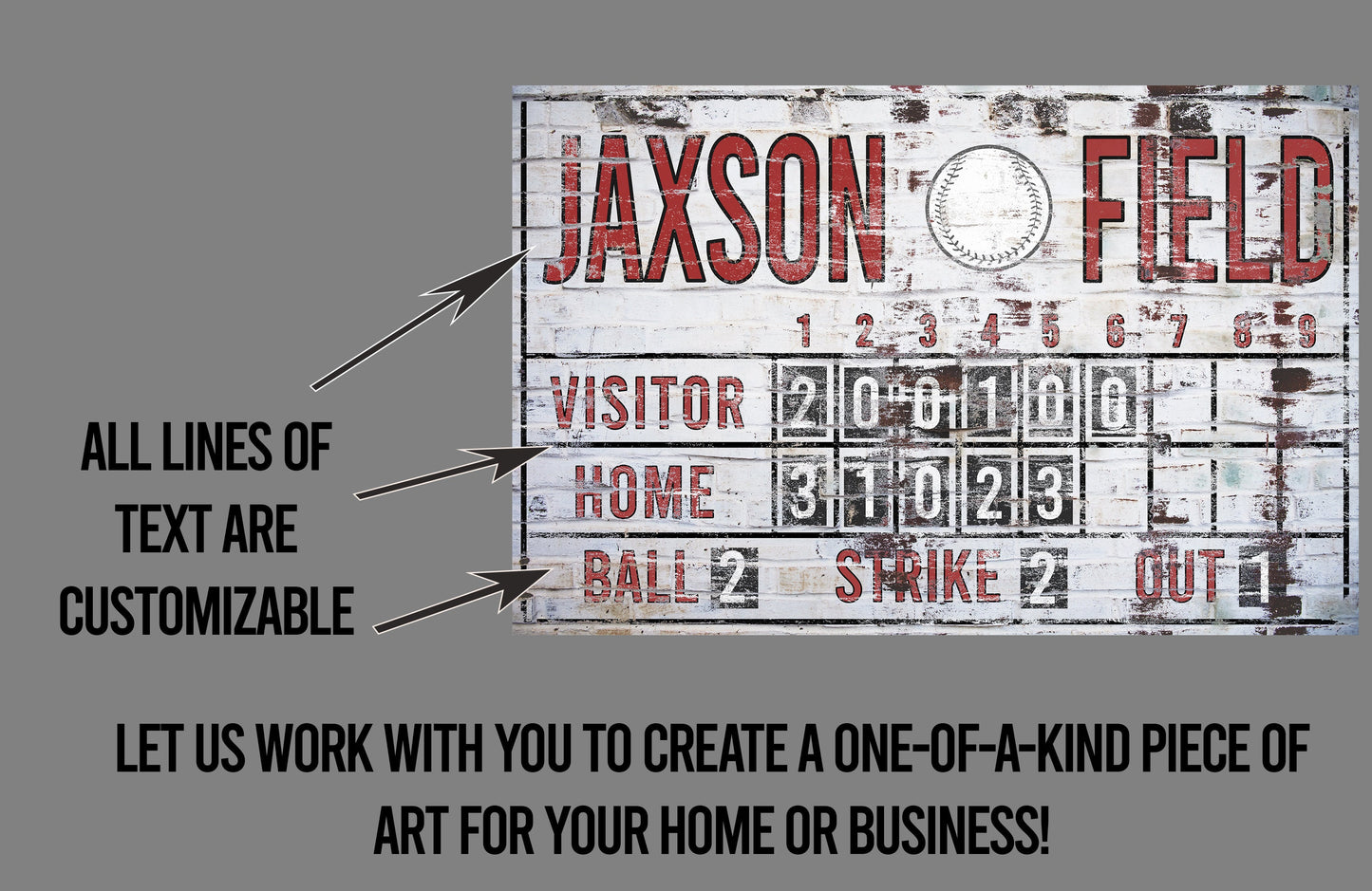 Custom Baseball Scoreboard Sign Vintage Boy's Room Decor Canvas Game Room Media Nursery Kids Room Decor MLB Teams Man Cave Sports Room Decor