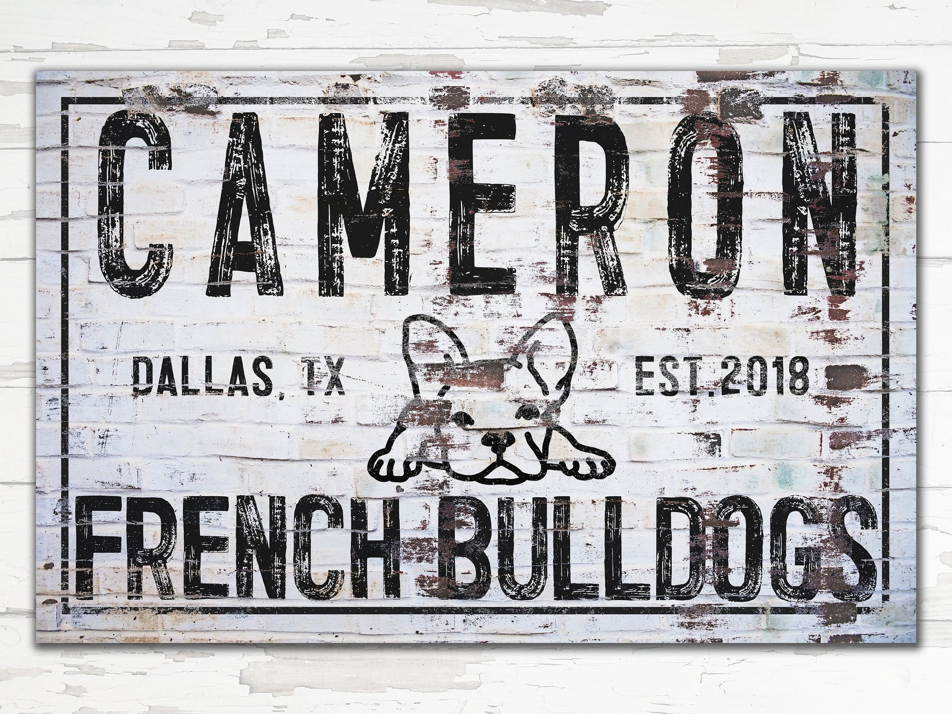 Personalized French Bulldog Sign, Custom Pet Sign, Frenchie Decor, Family Name Sign, Canvas Print, Farmhouse Decor, Frenchie