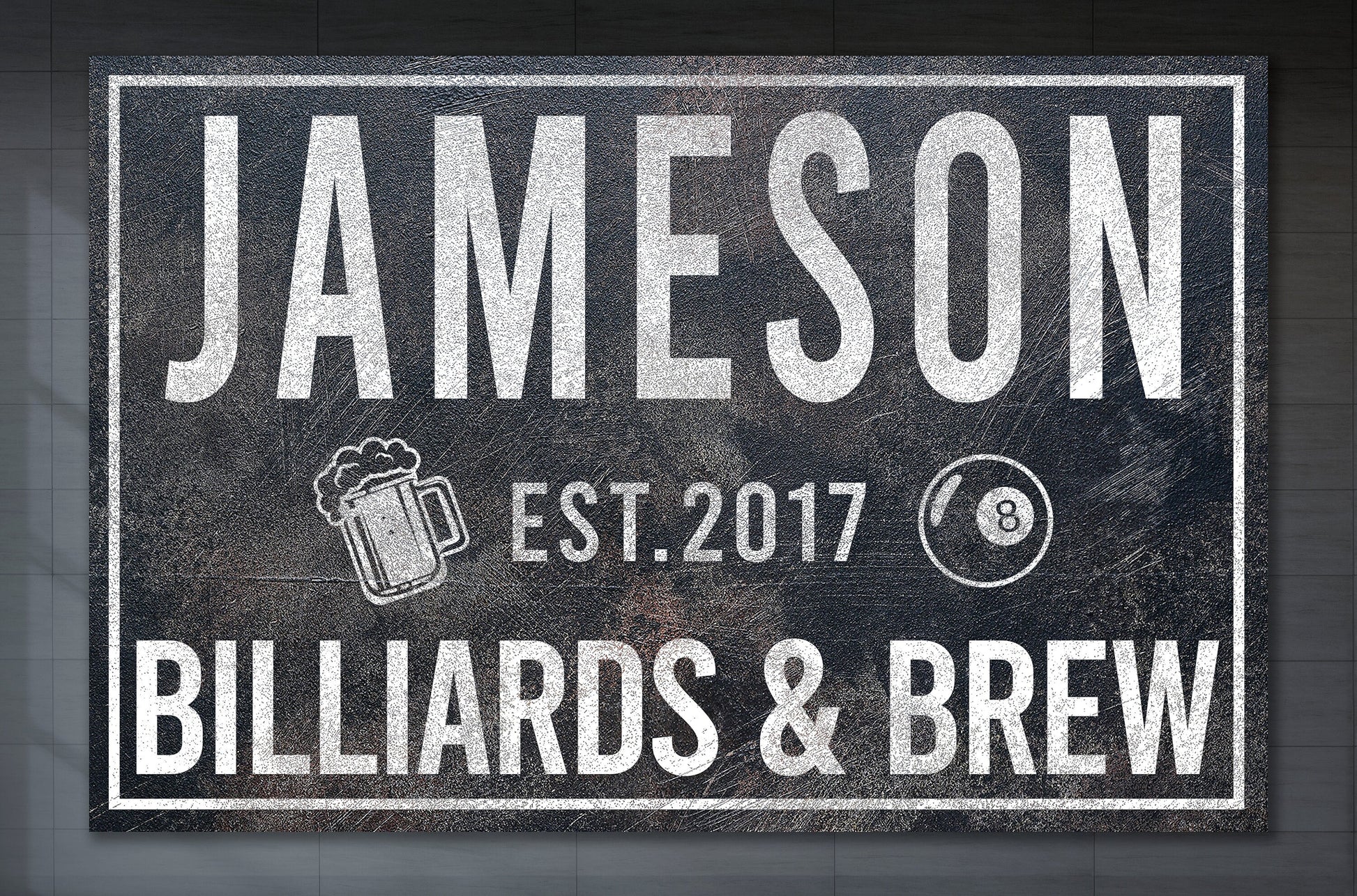 Last Name Sign, Billiards and Brew Sign, Farmhouse Sign, Custom Name Sign, Family Name Sign, Canvas Print, Farmhouse Decor, Game Room Sign