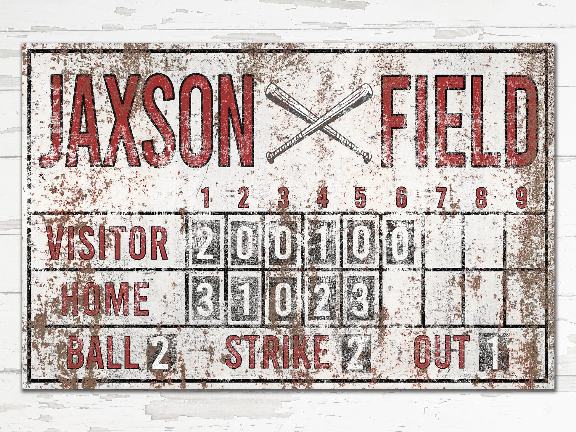 Custom Baseball Scoreboard Sign Vintage Boy's Room Decor Canvas Game Room Media Nursery Kids Room Decor MLB Teams Man Cave Sports Room Decor
