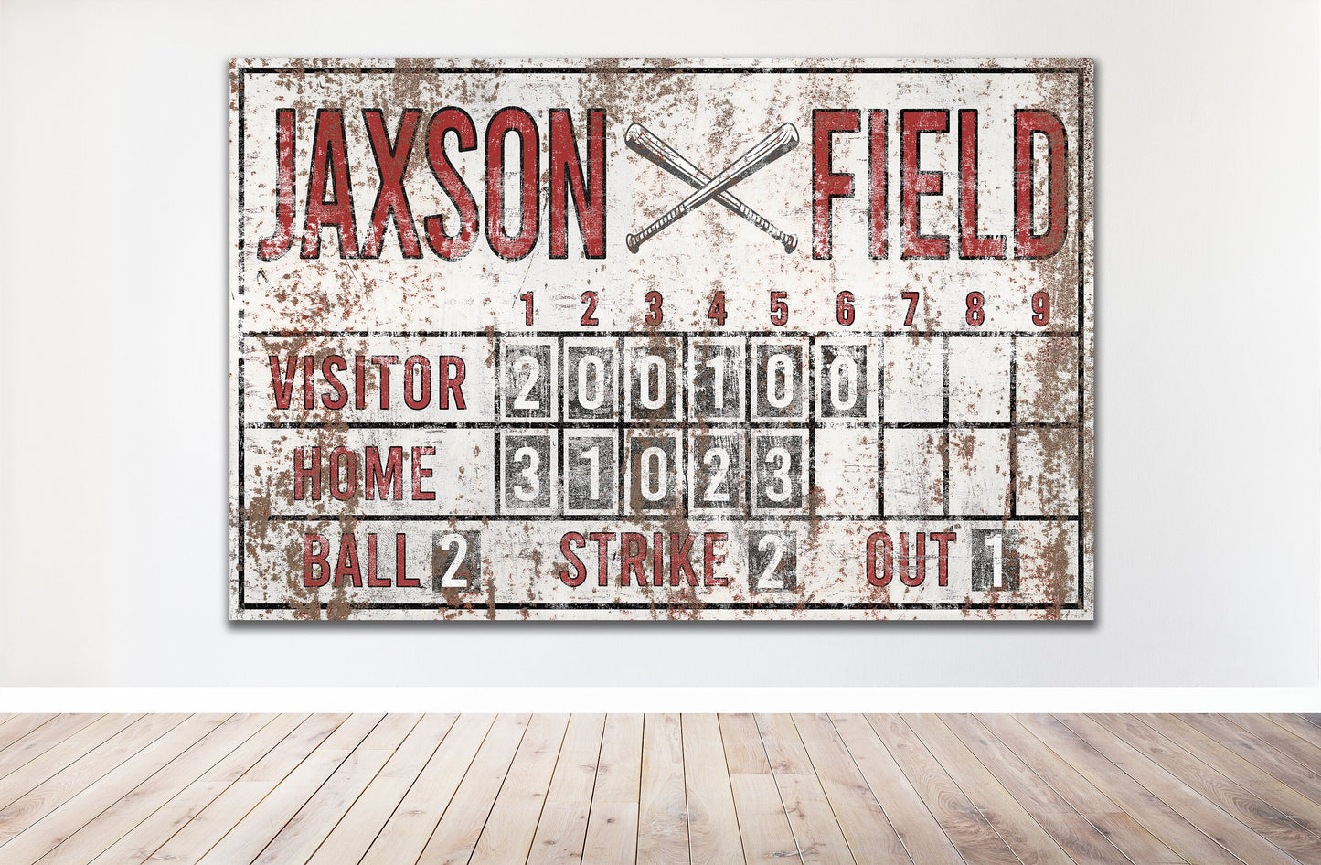 Custom Baseball Scoreboard Sign Vintage Boy's Room Decor Canvas Game Room Media Nursery Kids Room Decor MLB Teams Man Cave Sports Room Decor