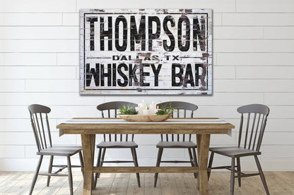 Last Name Sign, Whiskey Bar Sign, Farmhouse Sign, Custom Name Sign, Family Name Sign, Canvas Print, Farmhouse Decor, Game Room Sign