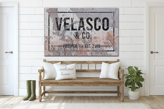 Custom Farmhouse Sign Family Name Canvas Distressed Vintage Rustic Modern Industrial Decor Game Room Established