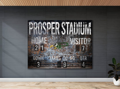 Custom Football Scoreboard Sign Vintage Distressed Rustic Canvas Industrial Modern Wall Decor Game Room Media Bar NFL College