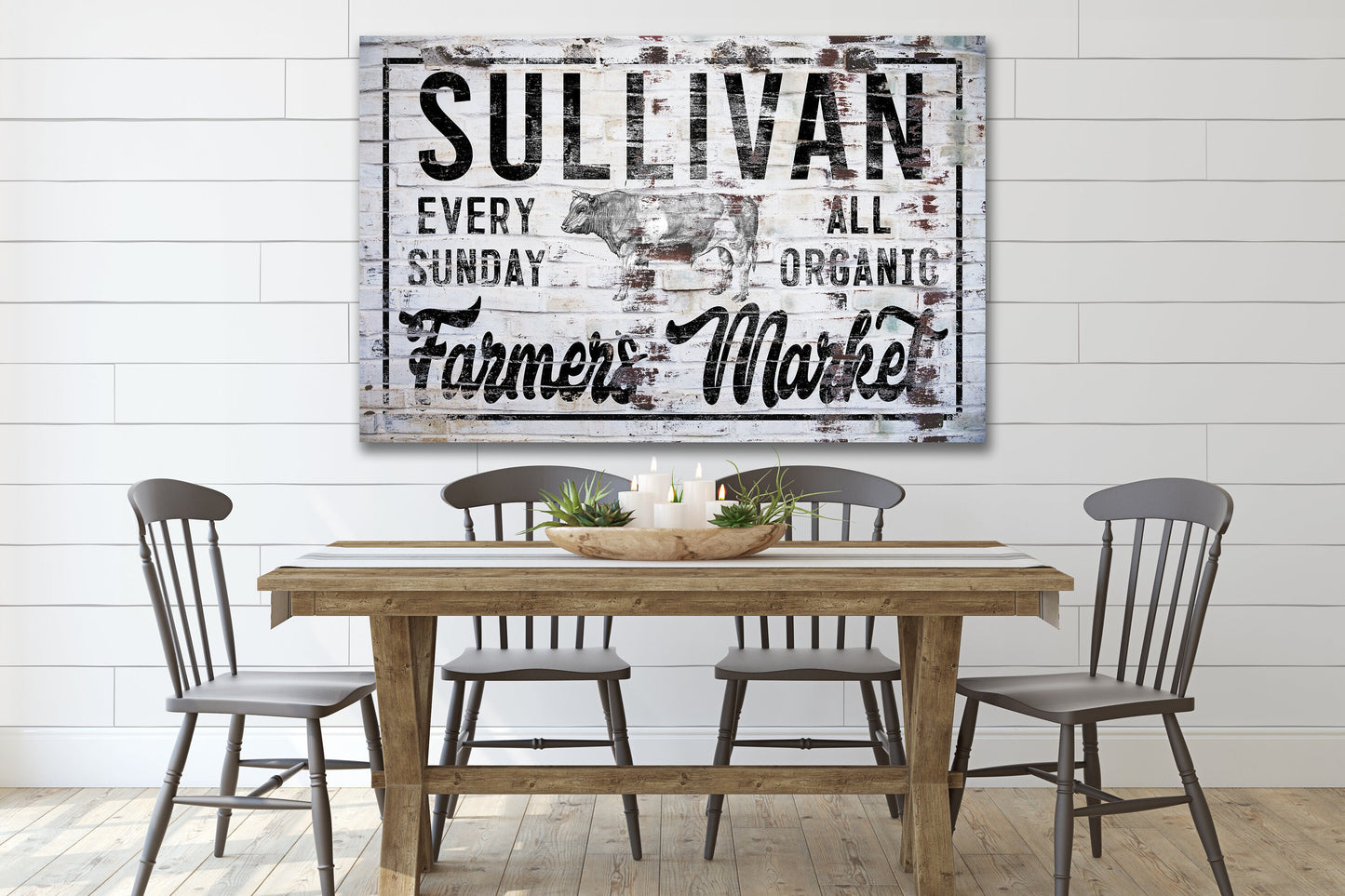 Personalized Farmer's Market Sign, Custom Farmhouse Sign, Wedding Gift, Housewarming Gift, Canvas Print, Farmhouse Decor