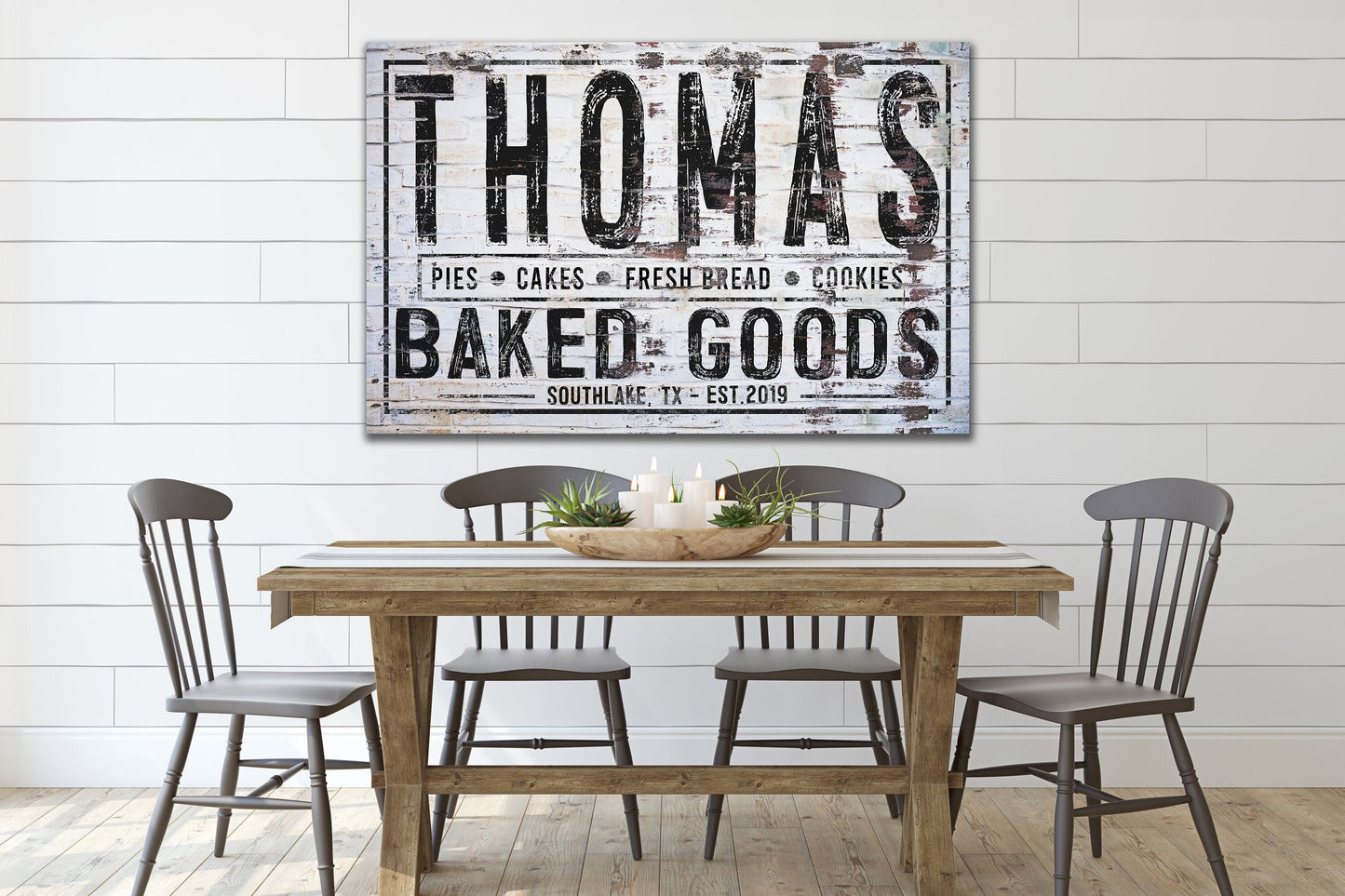 Last Name Sign, Custom Bakery Sign, Farmhouse Sign, Custom Name Sign, Family Name Sign, Canvas Print, Farmhouse Decor, Baked Goods