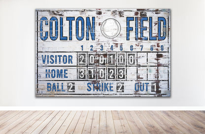 Custom Baseball Scoreboard Sign Vintage Custom Canvas Man Cave Game Room Media Nursery Kids boys Room Decor MLB Baseball Sports Bar Decor
