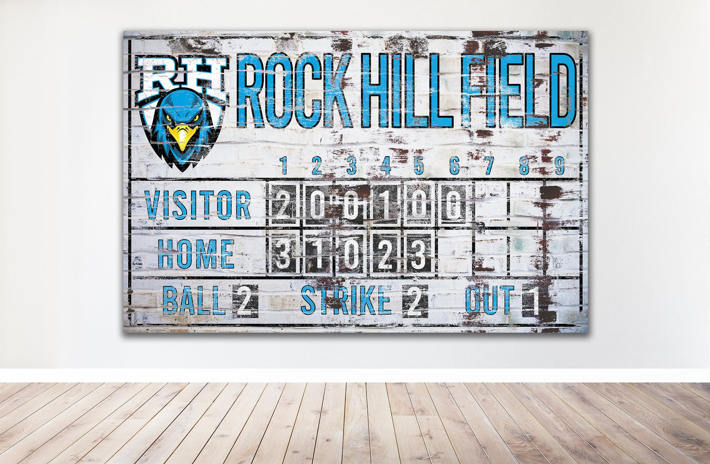 Custom Baseball Scoreboard Sign MLB Last Name Distressed Softball Vintage Canvas Game Room Nursery Boy's Baseball Room Wall Decor