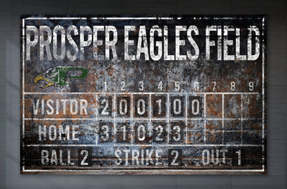 Custom Baseball Scoreboard Sign Last Name Distressed Softball Vintage Canvas Game Room Industrial Modern Rustic Wall Decor Team School Ball