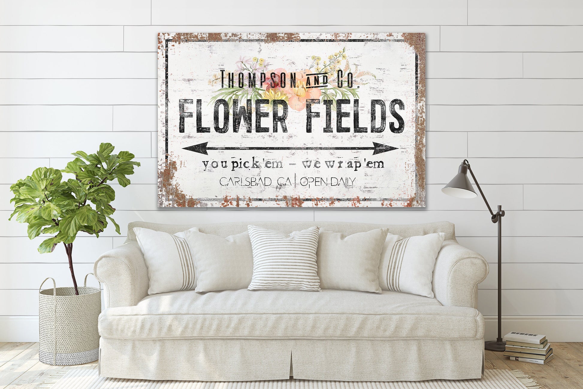 Last Name Sign, Flower Market Sign, Farmhouse Sign, Custom Name Sign, Family Name Sign, Canvas Print, Farmhouse Decor