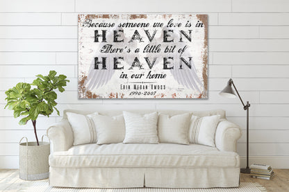 Custom Farmhouse Sign Angel Wings Heaven Faith Canvas Family Name Vintage Distressed Rustic Decor Living Room