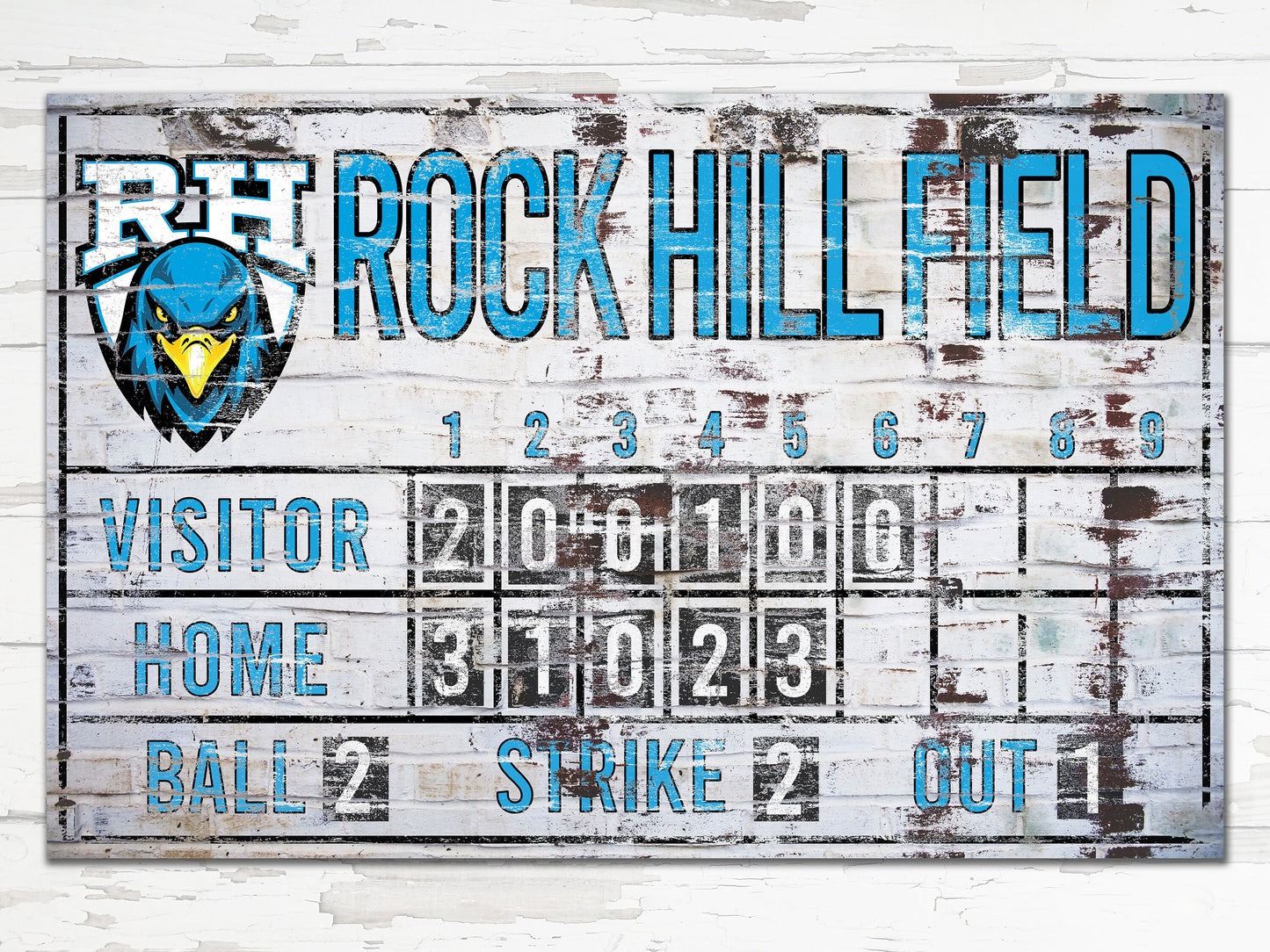 Custom Baseball Scoreboard Sign MLB Last Name Distressed Softball Vintage Canvas Game Room Nursery Boy's Baseball Room Wall Decor