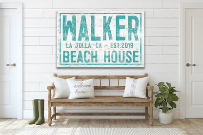 Last Name Sign, Beach House Sign, Custom Farmhouse Sign, Custom Name Sign, Family Name Sign, Canvas Print, Farmhouse Decor