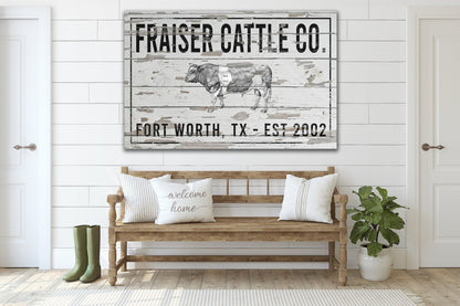 Last Name Sign, Cattle Ranch Sign, Farmhouse Sign, Custom Name Sign, Family Name Sign, Canvas Print, Farmhouse Decor, Custom Ranch Sign