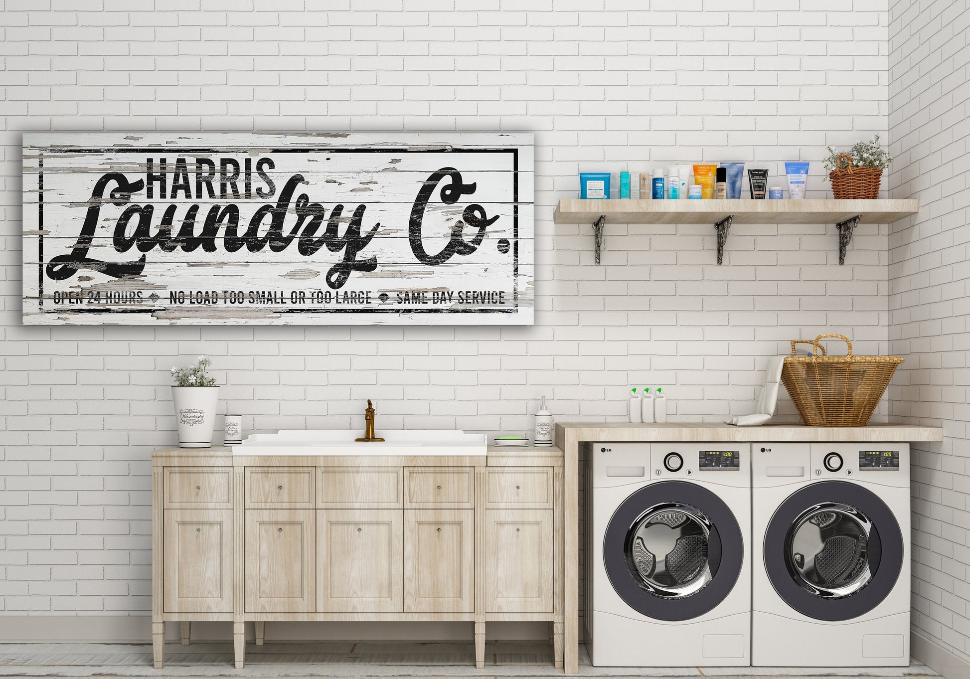 Last Name Sign, Laundry Room Sign, Farmhouse Sign, Custom Name Sign, Family Name Sign, Canvas Print, Farmhouse Decor, Laundry Room