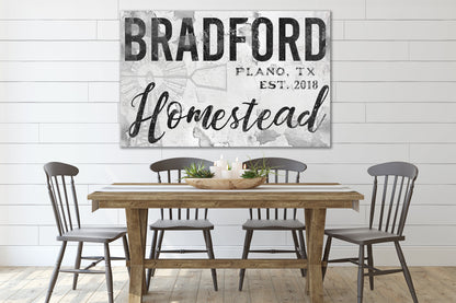 Last Name Sign, Homestead Sign, Farmhouse Sign, Custom Name Sign, Family Name Sign, Canvas Print, Farmhouse Decor