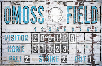 Custom Baseball Scoreboard Sign Vintage Distressed Rustic Canvas Industrial Game Room Media Nursery Kids Room Decor