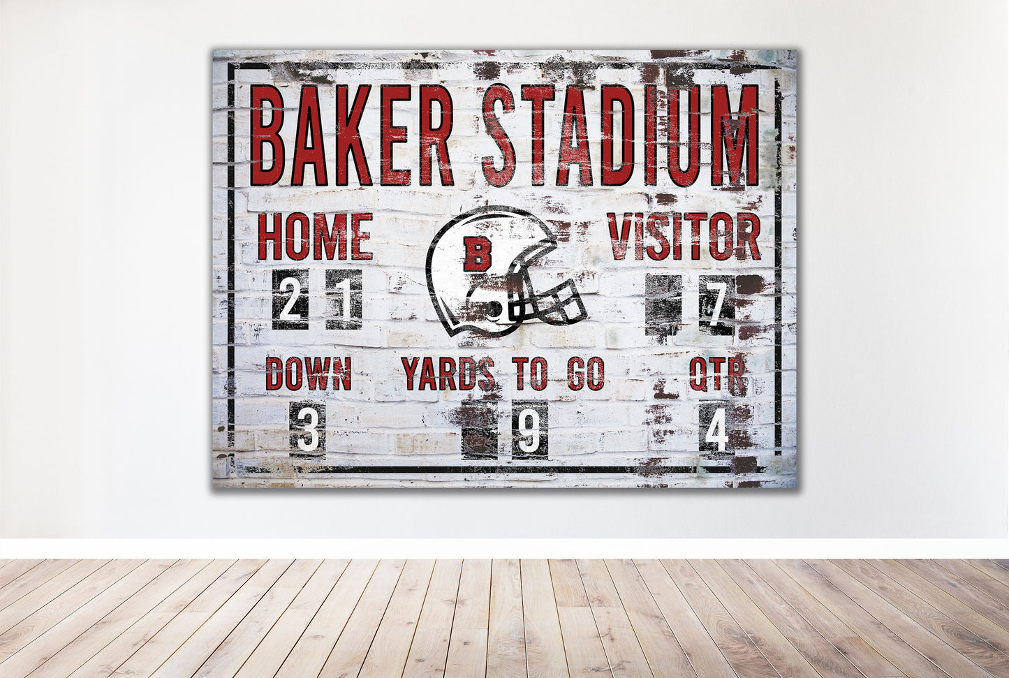 Custom Football Scoreboard Sign Sports Sign Rustic Canvas Man Cave Kids Room Boys Room Decor Nursery Wall Decor Game Room Bar NFL College