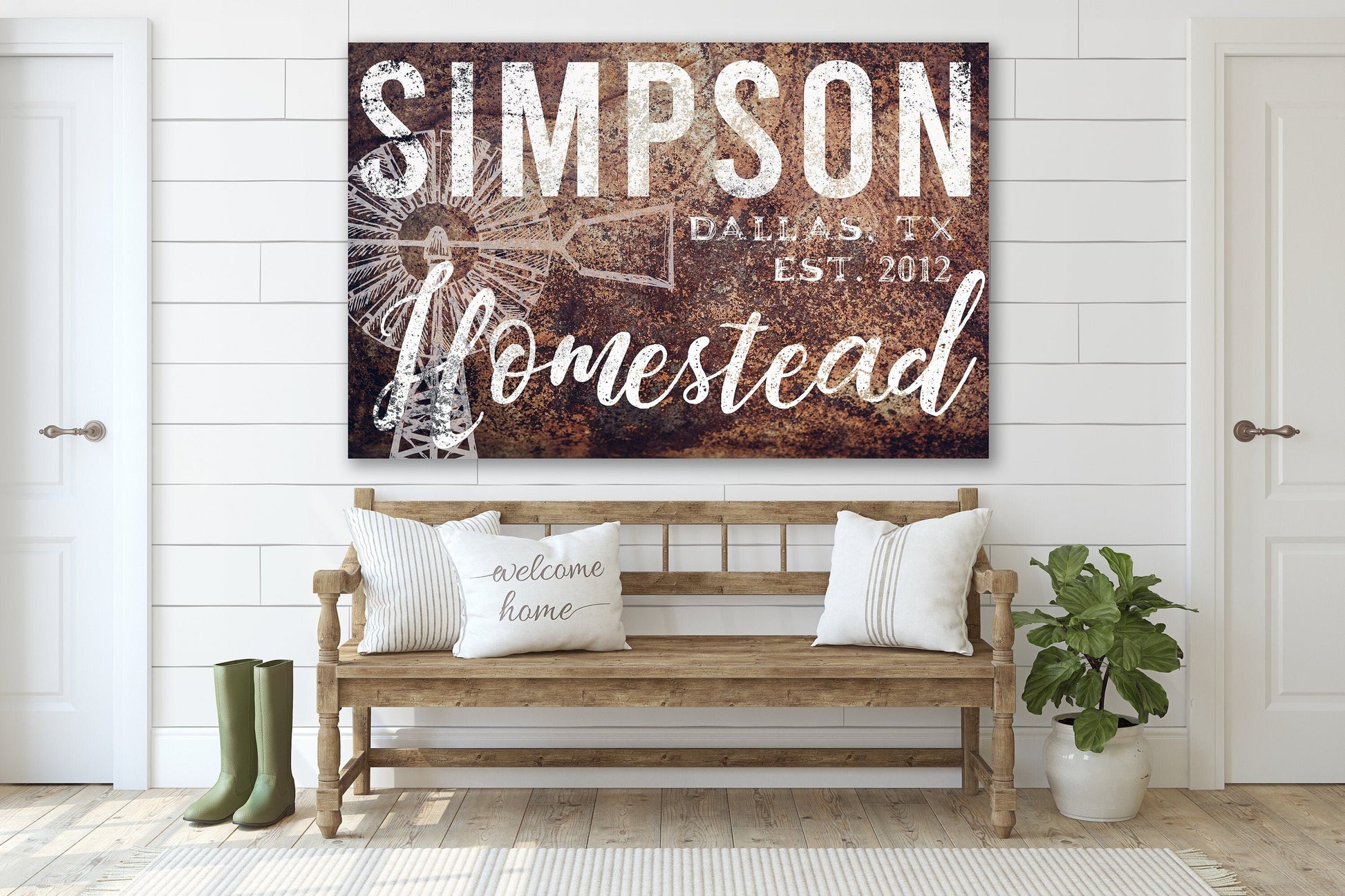 Last Name Sign, Homestead Sign, Farmhouse Sign, Custom Name Sign, Family Name Sign, Canvas Print, Farmhouse Decor