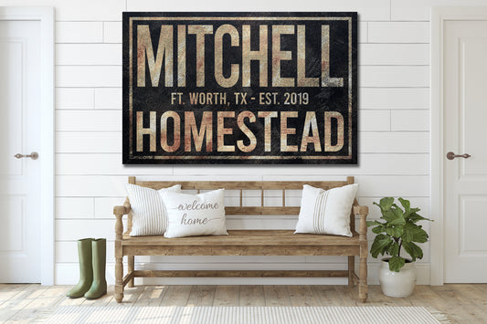 Last Name Sign, Homestead Sign, Farmhouse Sign, Custom Name Sign, Family Name Sign, Canvas Print, Farmhouse Decor