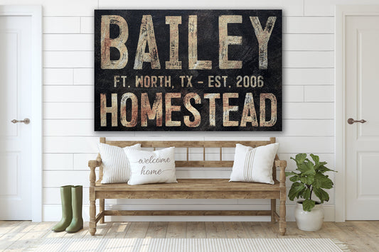 Personalized Homestead Sign, Custom Farmhouse Sign, Wedding Gift, Housewarming Gift, Family Name Sign, Canvas Print, Farmhouse Decor