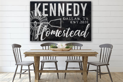 Last Name Sign, Homestead Sign, Farmhouse Sign, Custom Name Sign, Family Name Sign, Canvas Print, Farmhouse Decor