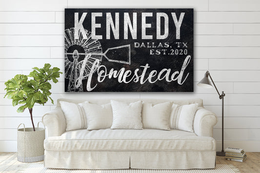 Last Name Sign, Homestead Sign, Farmhouse Sign, Custom Name Sign, Family Name Sign, Canvas Print, Farmhouse Decor