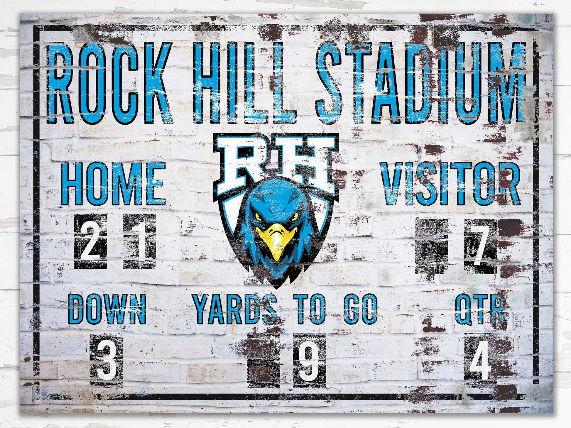 Custom Football Scoreboard Sign, Rock Hill High School, Sports Decor, Game Room, Media Bar, NFL, College Football, Prosper Texas Football