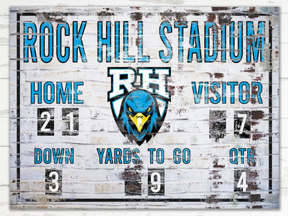 Custom Football Scoreboard Sign, Rock Hill High School, Sports Decor, Game Room, Media Bar, NFL, College Football, Prosper Texas Football