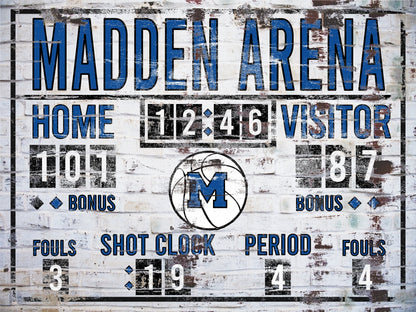 Custom Basketball Scoreboard Sign Vintage Distressed Rustic Canvas Industrial Game Room Media Nursery Kids Boys Room Decor