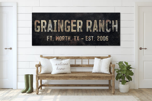 Last Name Sign, Ranch Sign, Farmhouse Sign, Custom Name Sign, Family Name Sign, Canvas Print, Farmhouse Decor