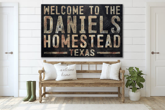 Personalized Homestead Sign, Custom Farmhouse Sign, Wedding Gift, Housewarming, Family Name Sign, Canvas Print, Farmhouse Decor