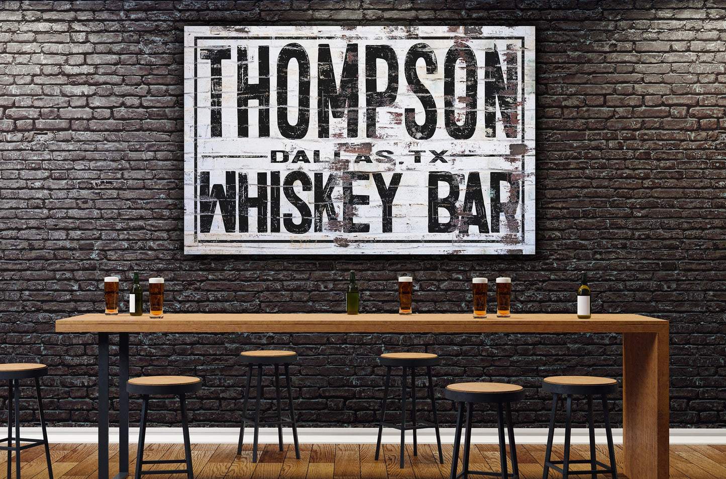 Last Name Sign, Whiskey Bar Sign, Farmhouse Sign, Custom Name Sign, Family Name Sign, Canvas Print, Farmhouse Decor, Game Room Sign