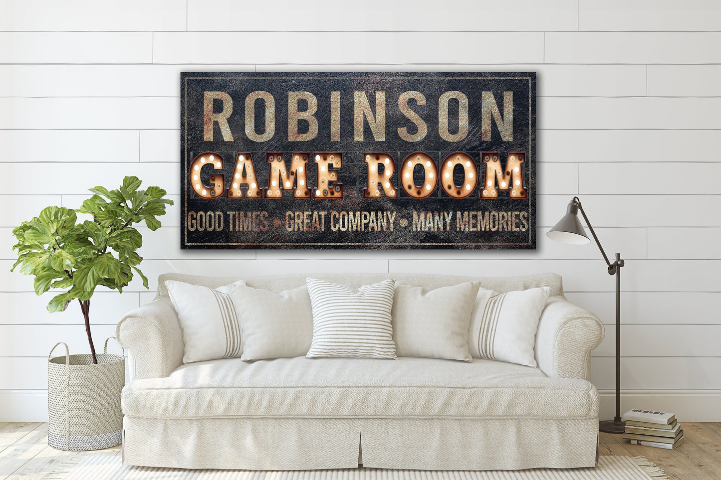 Last Name Sign, Game Room Sign, Farmhouse Sign, Custom Name Sign, Family Name Sign, Canvas Print, Farmhouse Decor, Arcade Sign, Man Cave