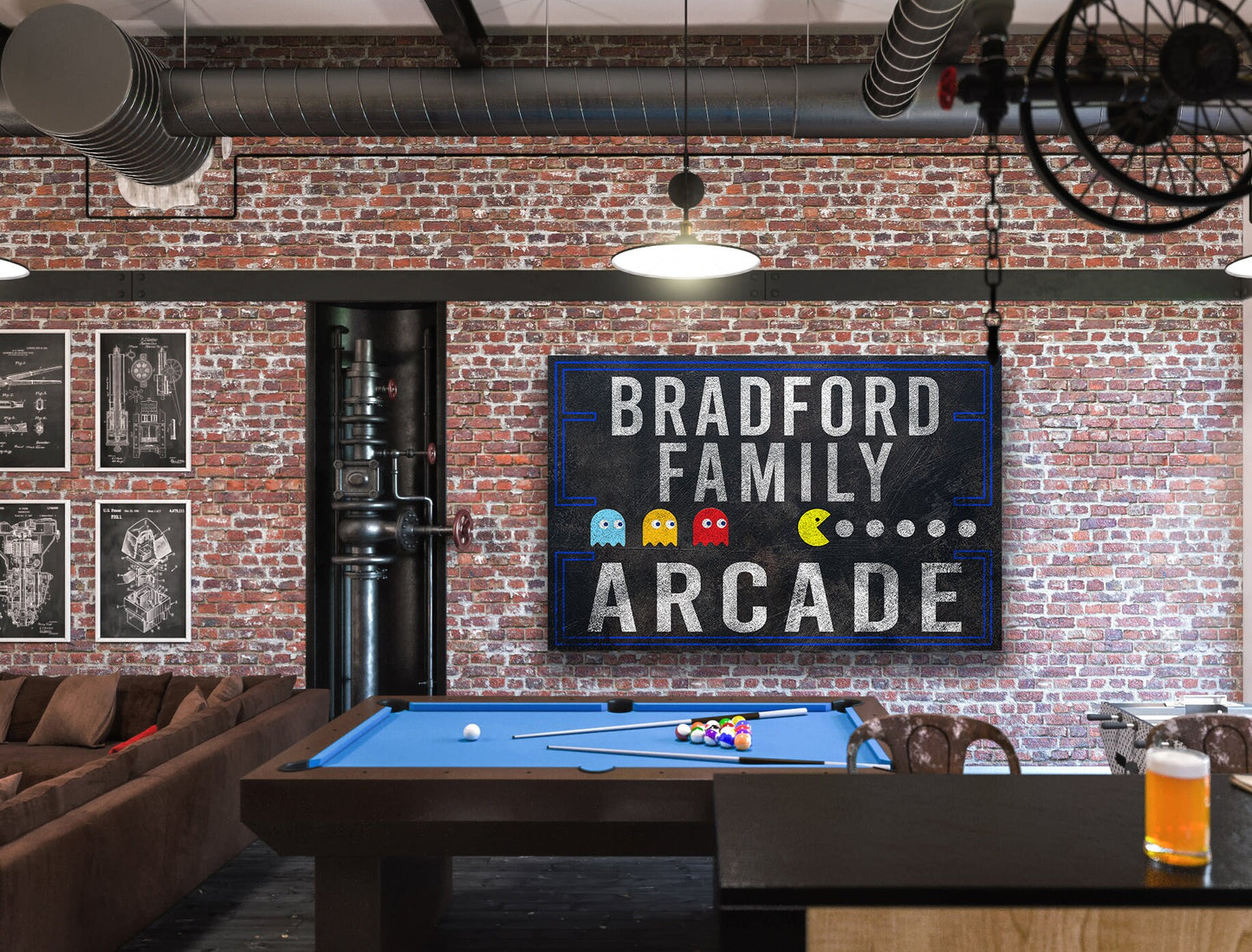 Custom Arcade Sign, Game Room Sign, Media Room Sign, Custom Name Sign, Canvas Print, Man Cave Decor, Gamer Sign, Poker Room