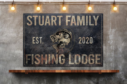 Fishing Sign, Fishing Lodge, Farmhouse Sign, Custom Canvas Sign, Family Name Sign, Farmhouse Decor, Tackle Shop, Man Cave, Bass fishing