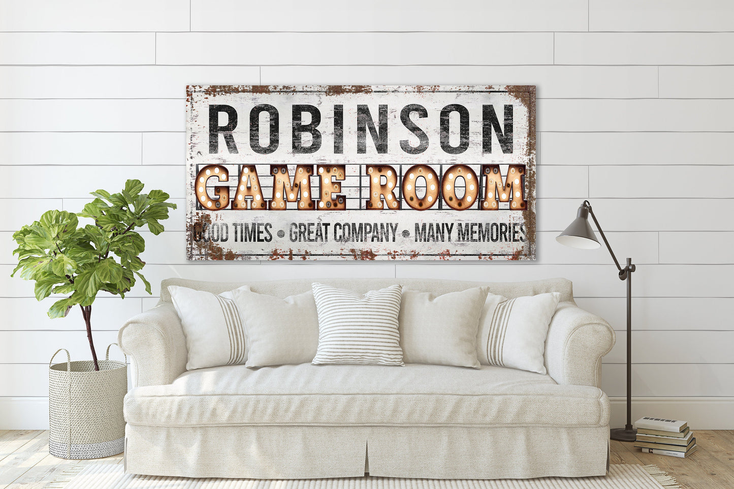 Last Name Sign, Game Room Sign, Farmhouse Sign, Custom Name Sign, Family Name Sign, Canvas Print, Farmhouse Decor, Arcade Sign, Poker Room