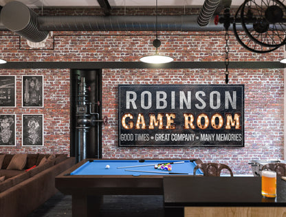 Custom Game Room Sign, Arcade Sign, Custom Name Sign, Family Name Sign, Canvas Print, Sports Decor, Media Room Sign, Poker Room