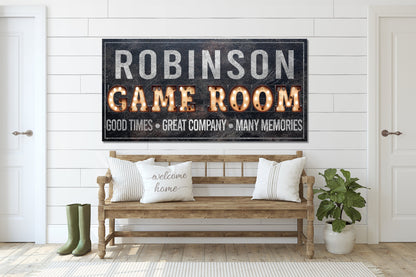 Custom Game Room Sign, Arcade Sign, Custom Name Sign, Family Name Sign, Canvas Print, Sports Decor, Media Room Sign, Poker Room