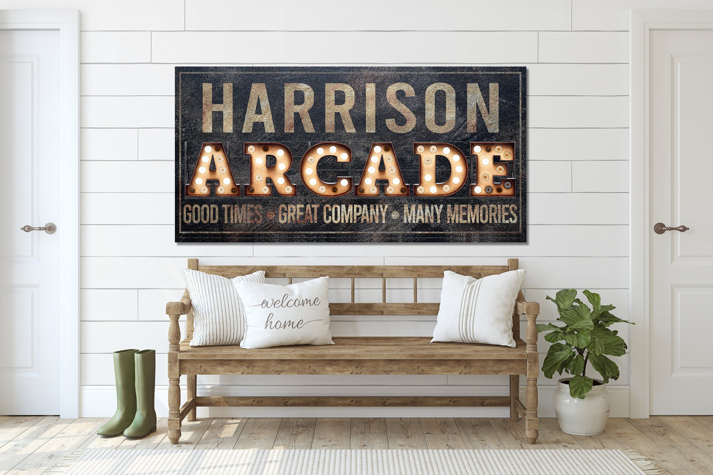 Last Name Sign, Game Room Sign, Farmhouse Sign, Custom Name Sign, Family Name Sign, Canvas Print, Farmhouse Decor, Arcade Sign, Poker Room